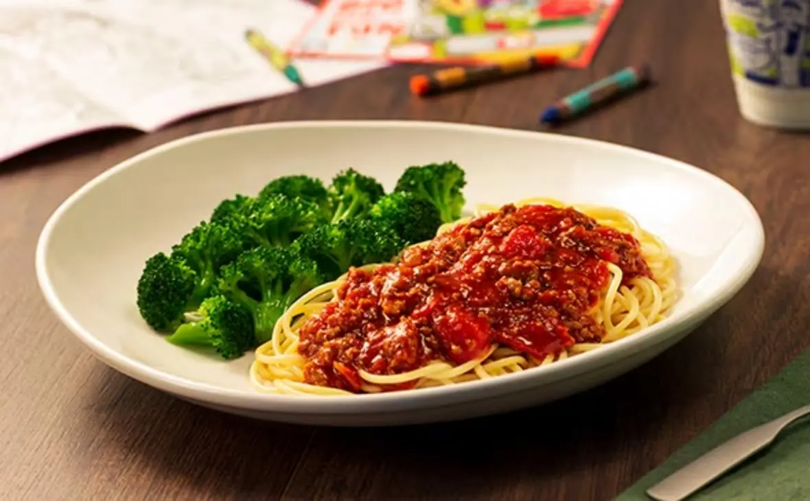 Kids meat sauce with choice of pasta from Olive Garden kids menu